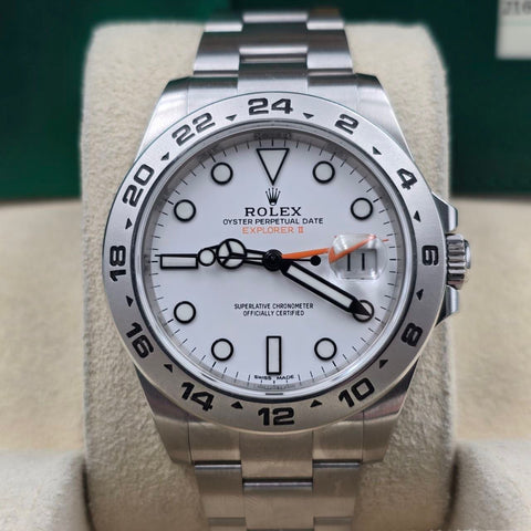 Rolex Explorer II 2018 FULL SET 216570 Stainless Steel White Orange 42mm