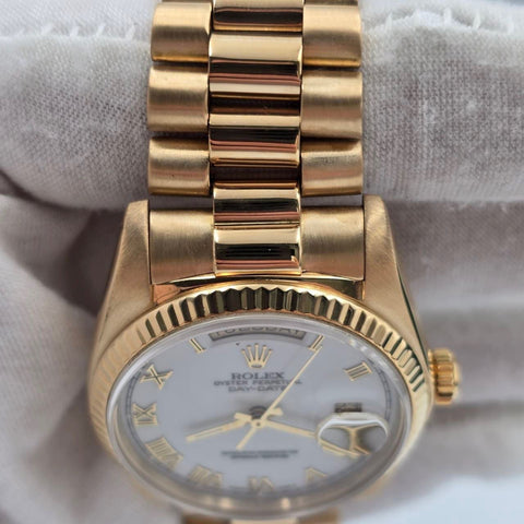 Rolex Day-Date 36 1984 18038 President 18k Gold FACTORY White Dial 36mm