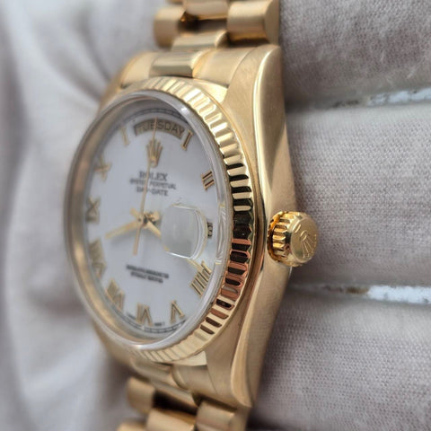 Rolex Day-Date 36 1984 18038 President 18k Gold FACTORY White Dial 36mm