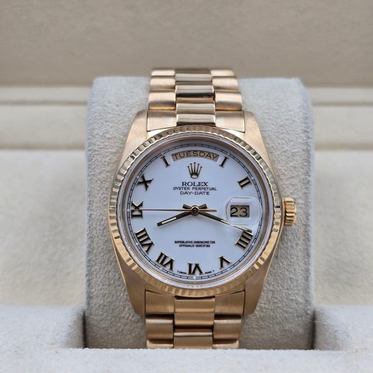 Rolex Day-Date 36 1984 18038 President 18k Gold FACTORY White Dial 36mm