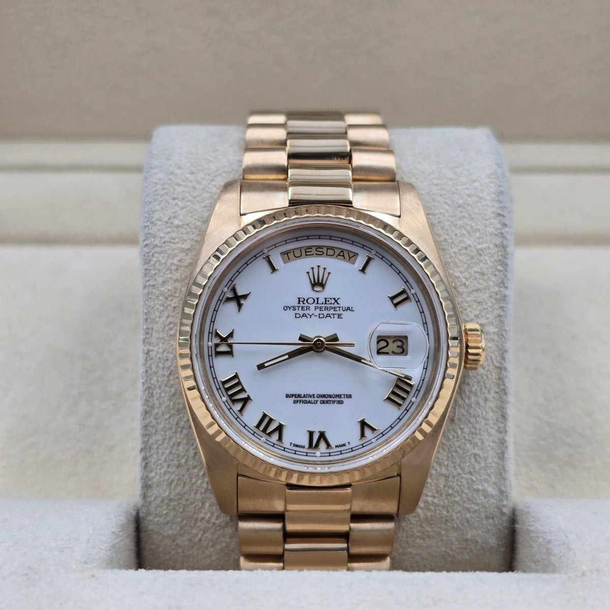 Rolex Day-Date 36 1984 18038 President 18k Gold FACTORY White Dial 36mm