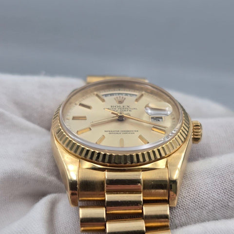 Rolex Day-Date 36 1980 18038 President 18k Gold Factory Champagne Dial 36mm