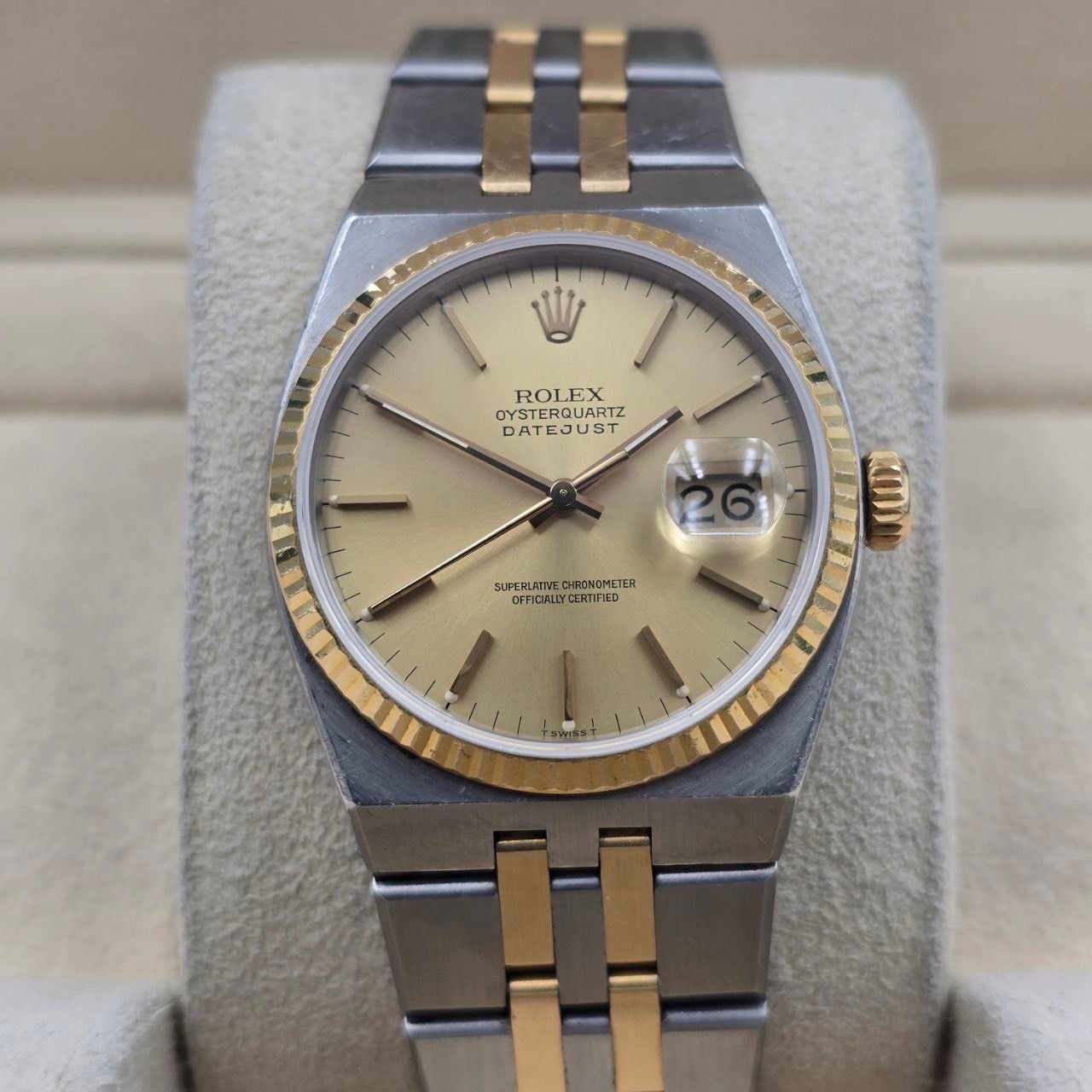 Rolex Datejust Oysterquartz UNPOLISHED 17013 18K Gold Steel 36mm