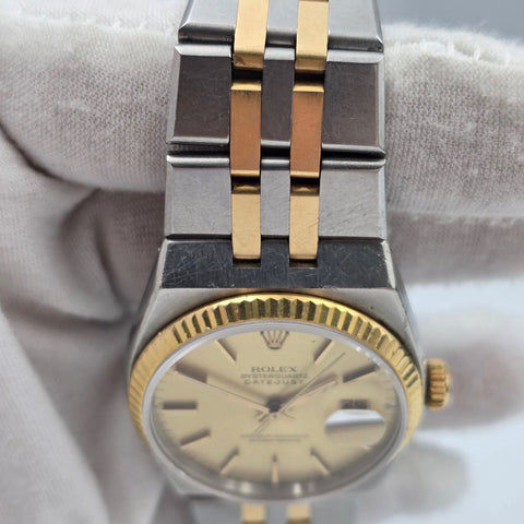 Rolex Datejust Oysterquartz UNPOLISHED 17013 18K Gold Steel 36mm