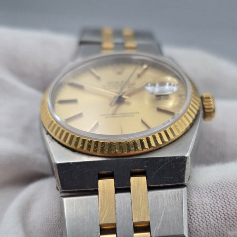 Rolex Datejust Oysterquartz UNPOLISHED 17013 18K Gold Steel 36mm