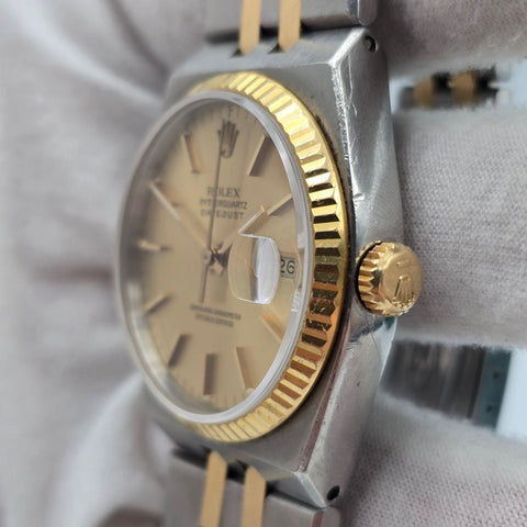 Rolex Datejust Oysterquartz UNPOLISHED 17013 18K Gold Steel 36mm