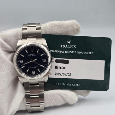 2014 FULL SET Rolex Oyster Perpetual 36mm Blue Dial Watch 116000
