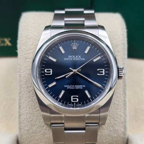 2014 FULL SET Rolex Oyster Perpetual 36mm Blue Dial Watch 116000
