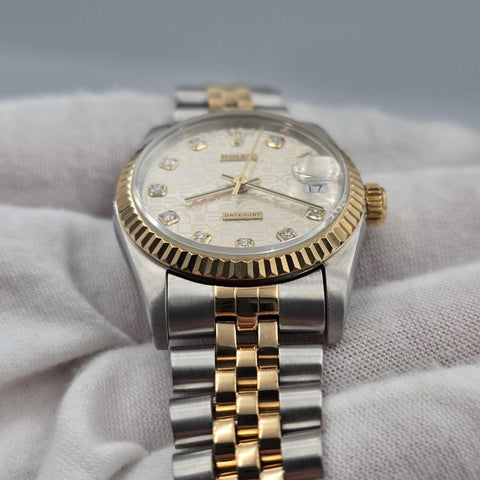 1994 Rolex Datejust Ladies 31mm Two-Tone Silver Anniversary Diamond Dial 68273