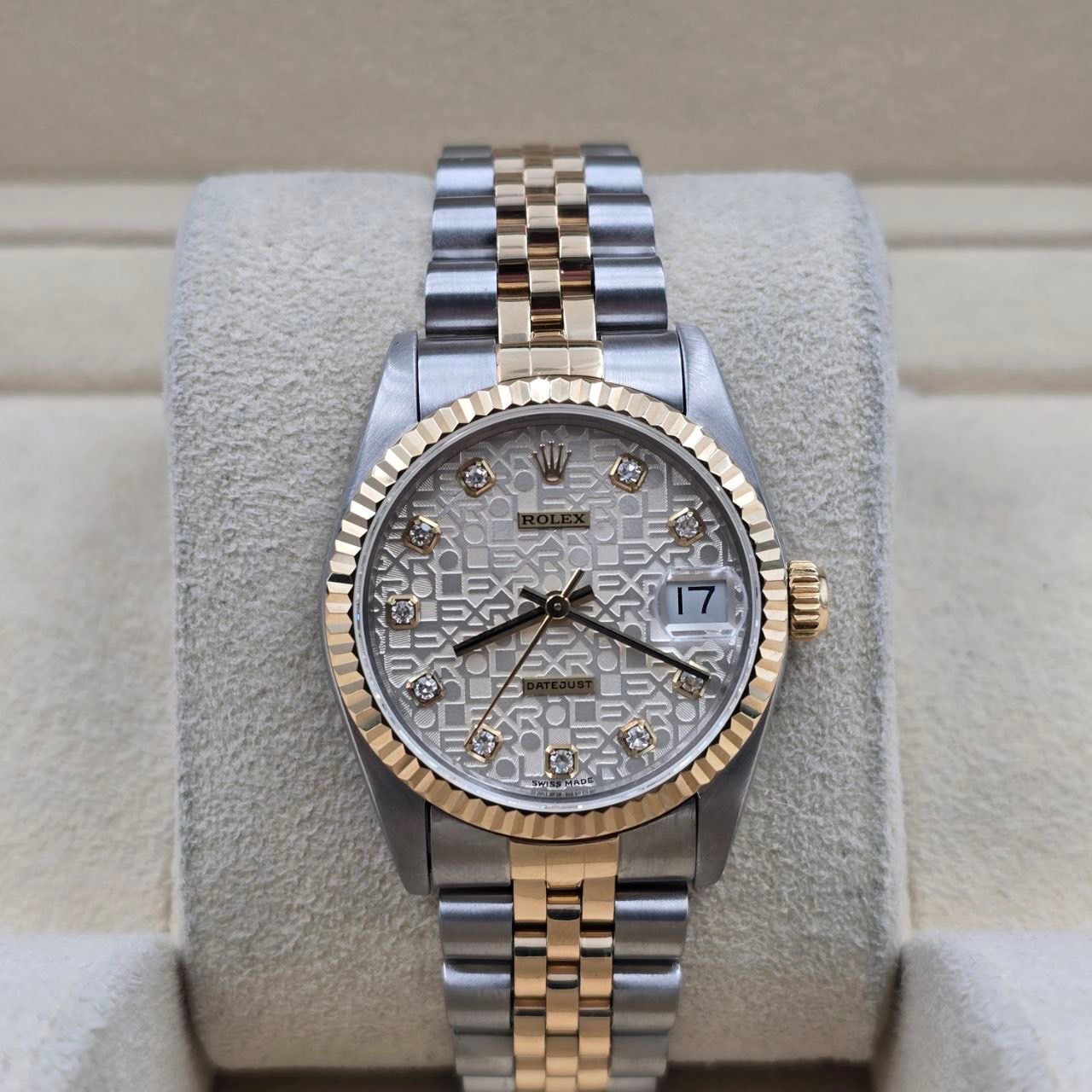 1994 Rolex Datejust Ladies 31mm Two-Tone Silver Anniversary Diamond Dial 68273