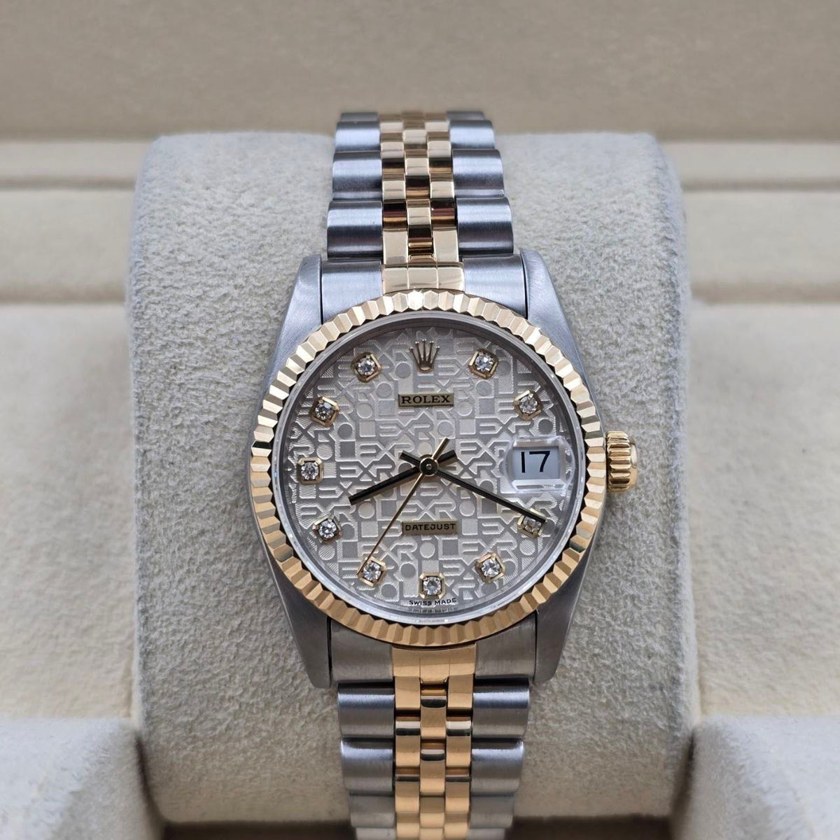 1994 Rolex Datejust Ladies 31mm Two-Tone Silver Anniversary Diamond Dial 68273