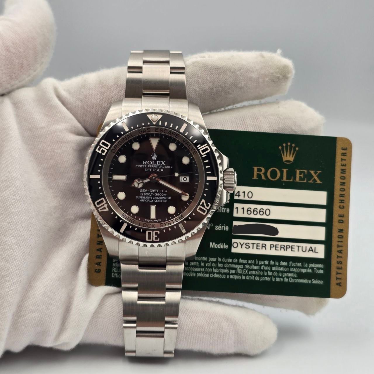 2009 PAPERS Rolex Sea-Dweller Deepsea Black Ceramic Stainless Steel 44mm 116660