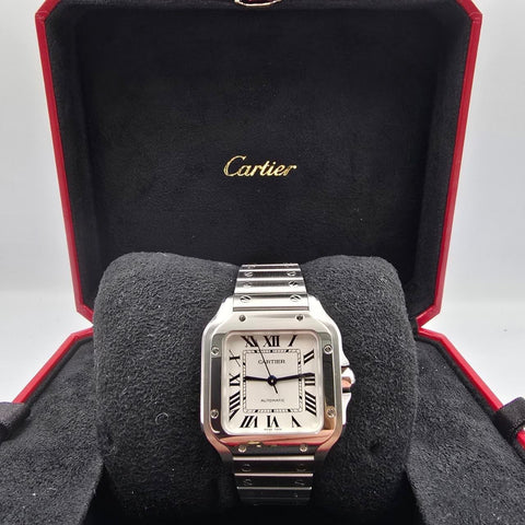 2023 FULL SET Cartier Santos De Cartier White Dial Medium 35.1mm WSSA0029