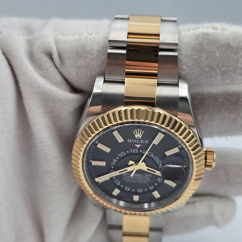 2024 FULL SET Rolex Sky-Dweller 42mm Two Tone 18K Gold Oyster Black Dial 336933