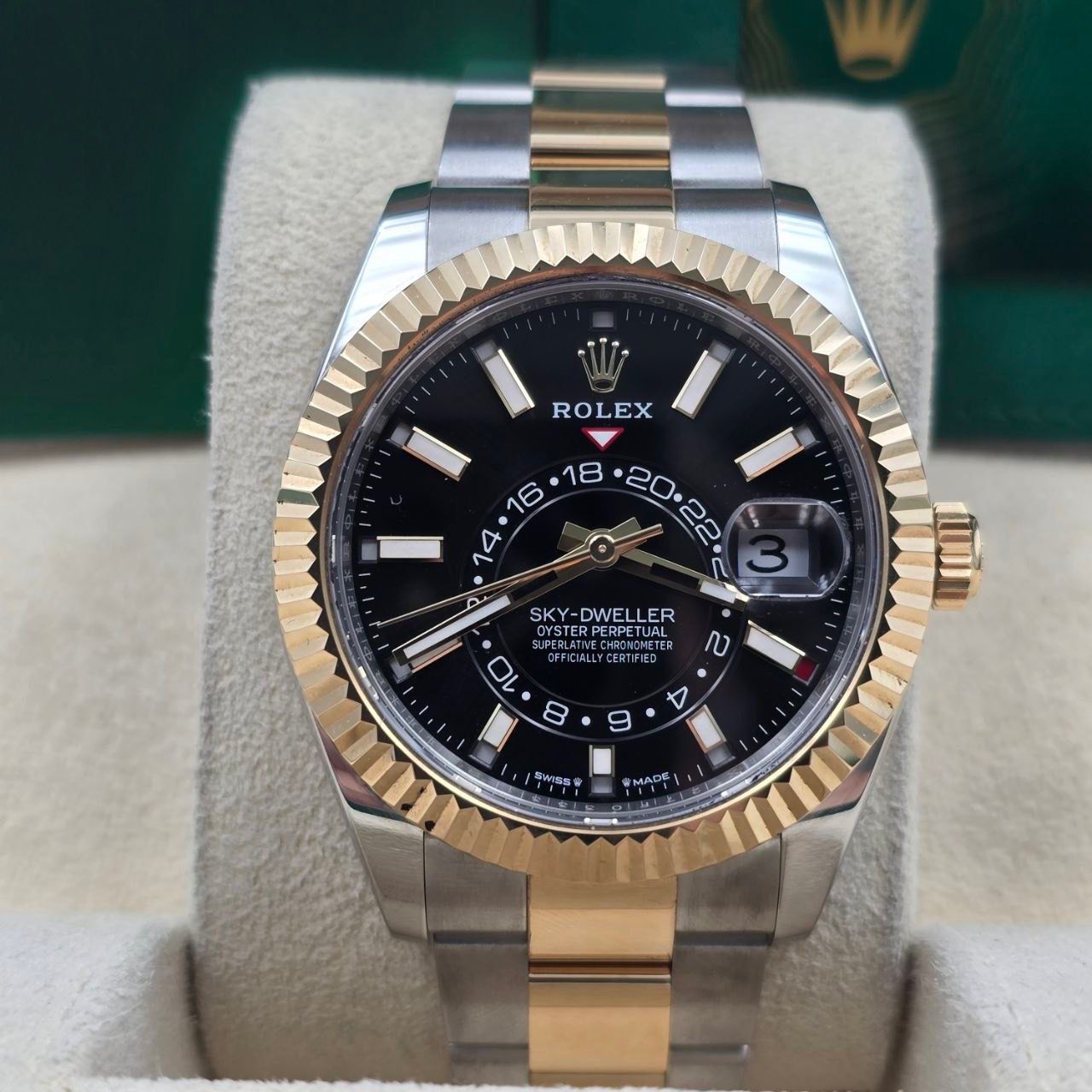 2024 FULL SET Rolex Sky-Dweller 42mm Two Tone 18K Gold Oyster Black Dial 336933