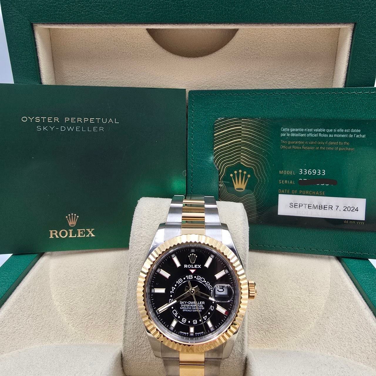2024 FULL SET Rolex Sky-Dweller 42mm Two Tone 18K Gold Oyster Black Dial 336933