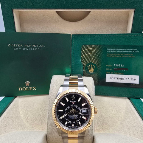 2024 FULL SET Rolex Sky-Dweller 42mm Two Tone 18K Gold Oyster Black Dial 336933