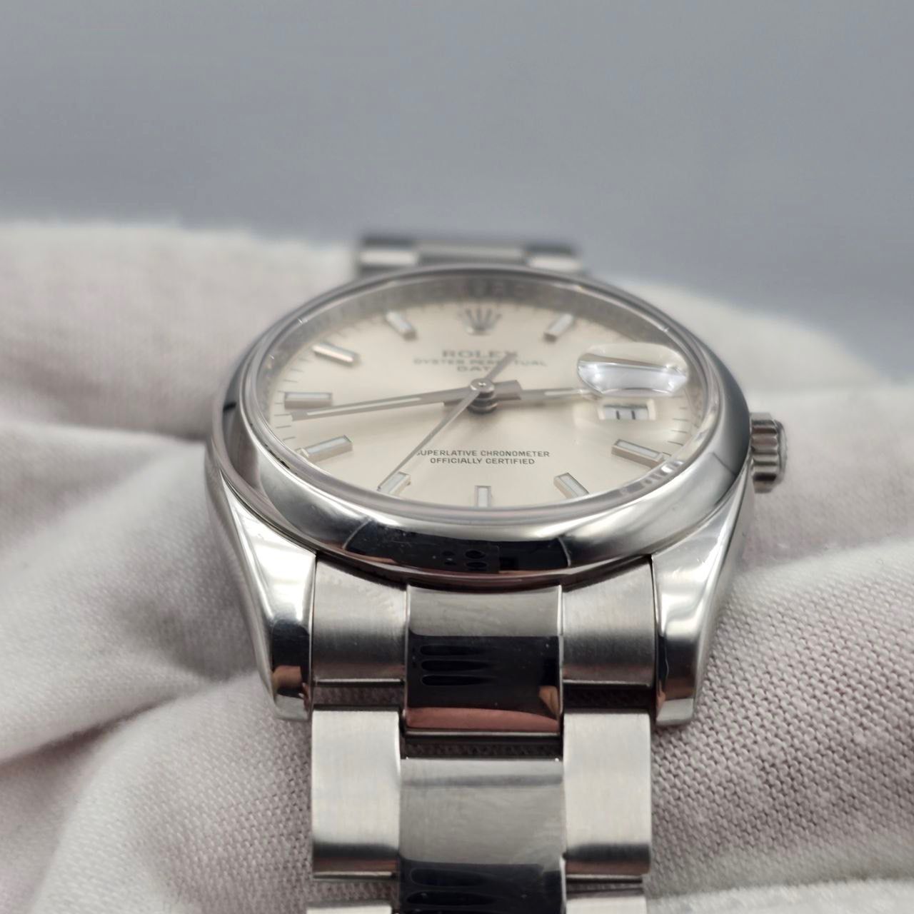 2008 PAPERS Rolex Oyster Perpetual Date 34mm Silver Dial Steel Oyster 115200