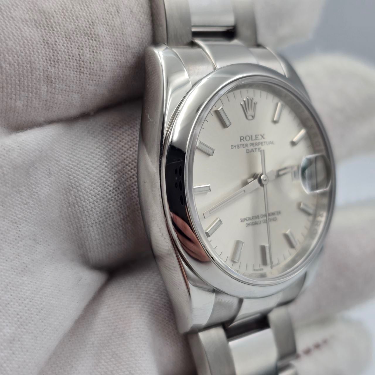 2008 PAPERS Rolex Oyster Perpetual Date 34mm Silver Dial Steel Oyster 115200