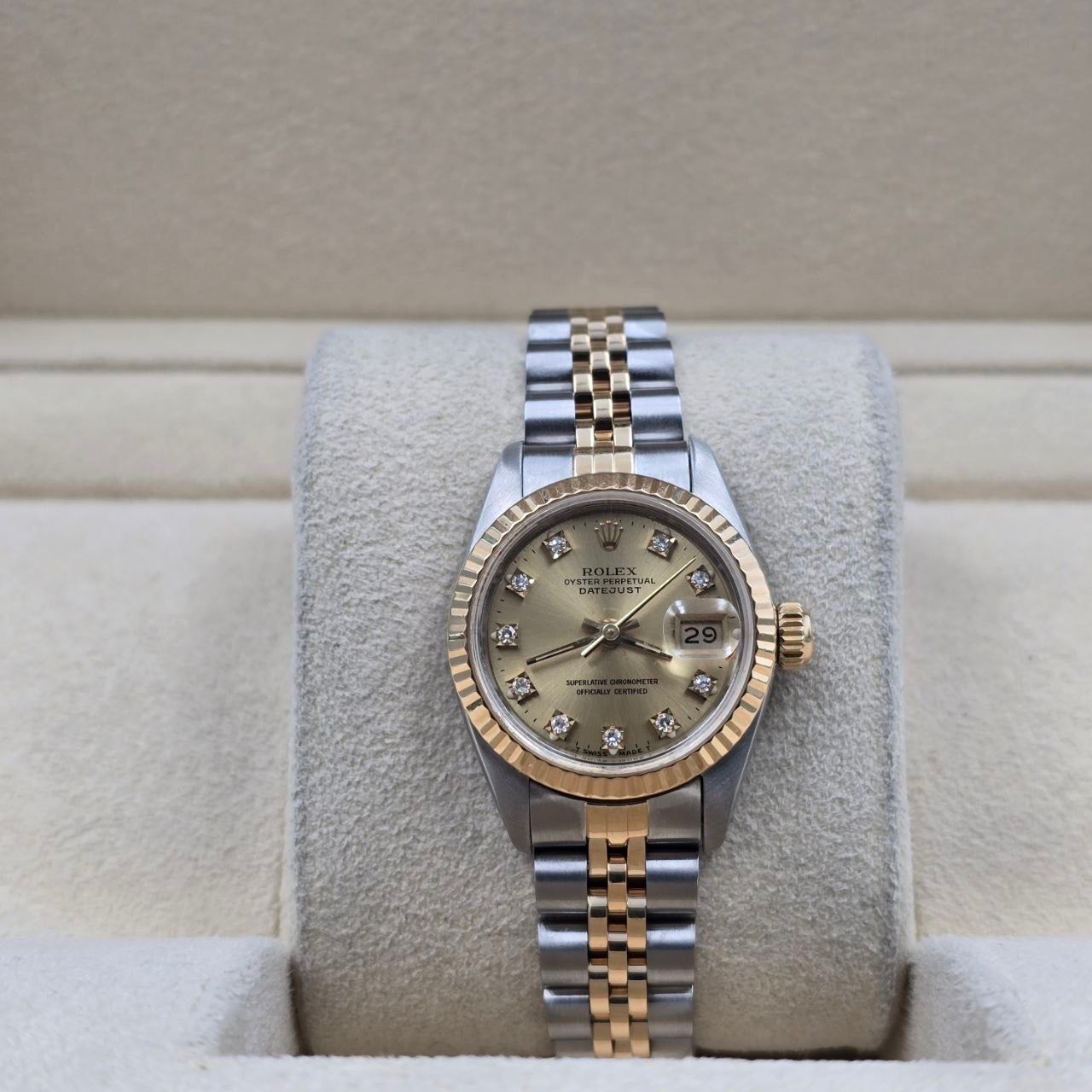 1990 Rolex Lady-Datejust Two Tone Jubilee Champagne Diamond Dial 26mm 69173