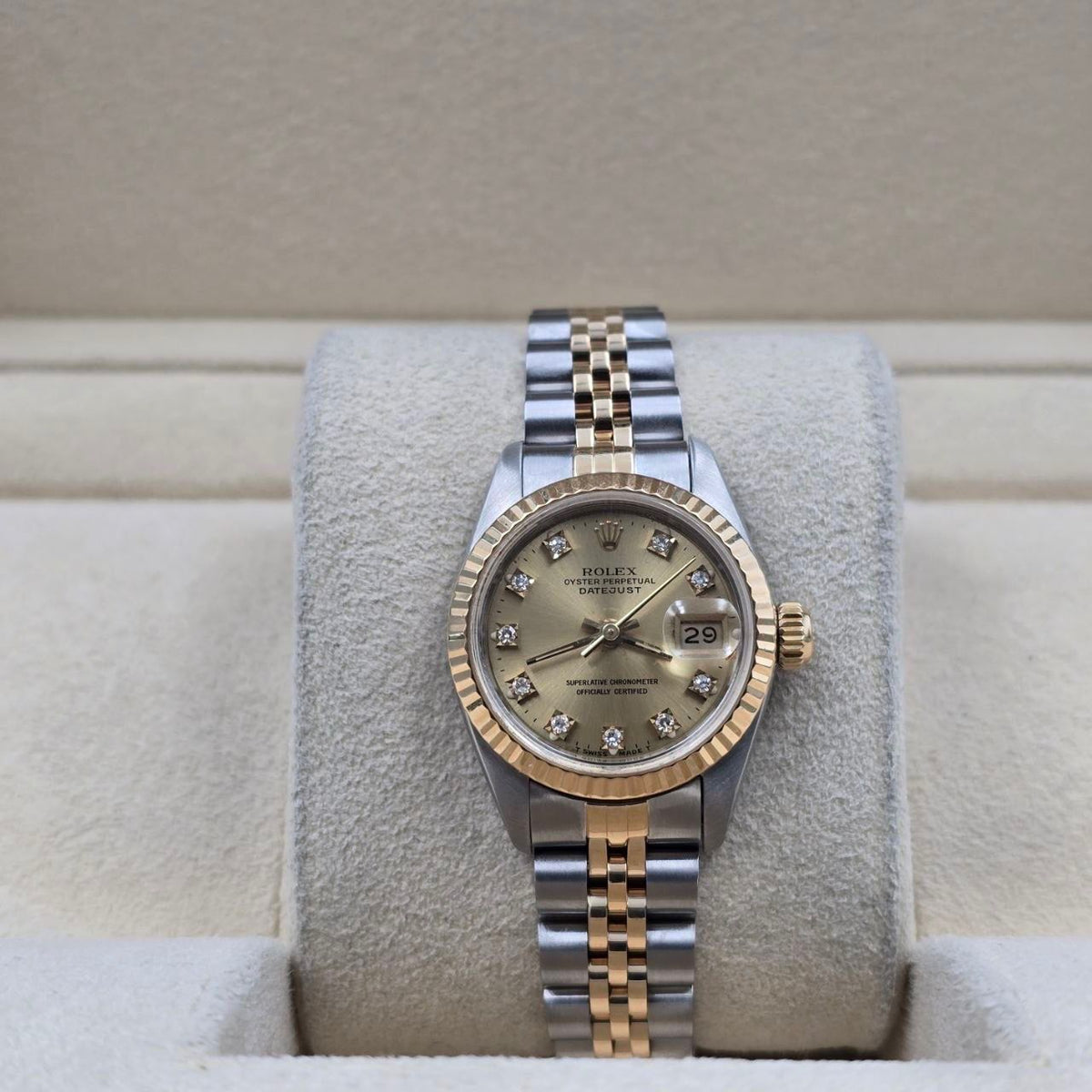 1990 Rolex Lady-Datejust Two Tone Jubilee Champagne Diamond Dial 26mm 69173