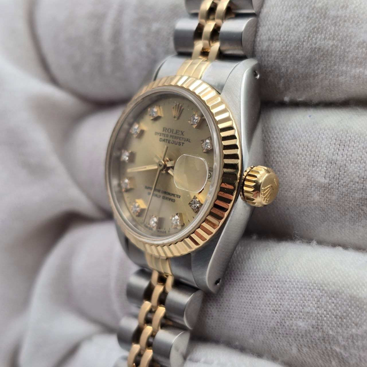 1990 Rolex Lady-Datejust Two Tone Jubilee Champagne Diamond Dial 26mm 69173