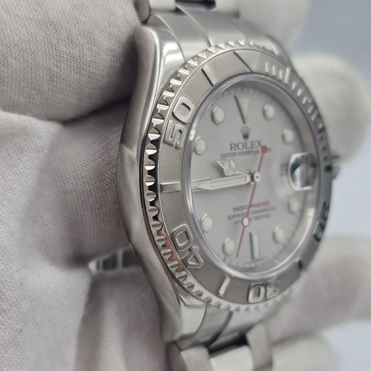 2003 PAPERS Rolex Yacht-Master Platinum Dial Bezel Stainless Steel 40mm 16622