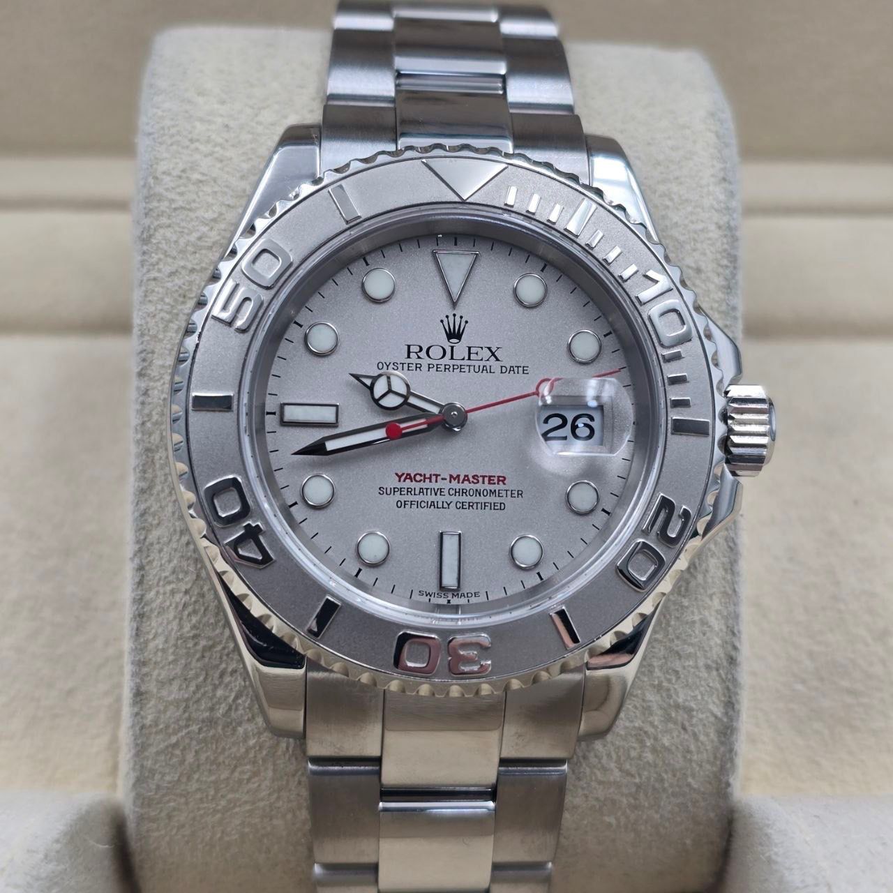 2003 PAPERS Rolex Yacht-Master Platinum Dial Bezel Stainless Steel 40mm 16622