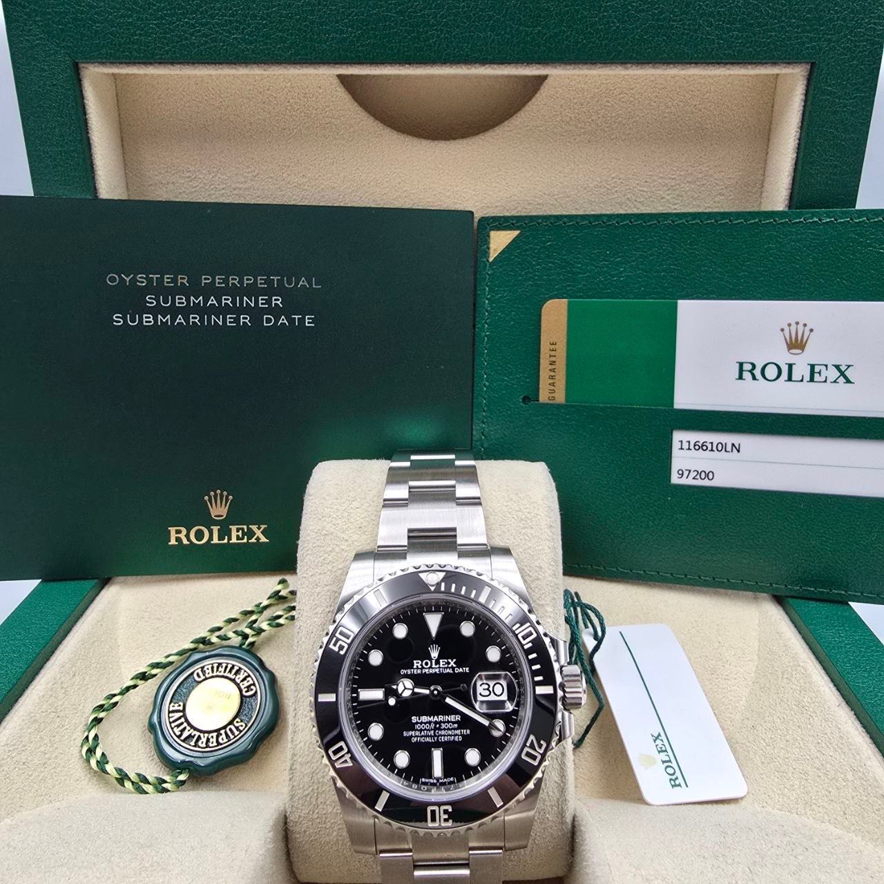 2020 FULL SET Rolex Submariner Date Black Dial Ceramic Steel Oyster 40mm 116610LN