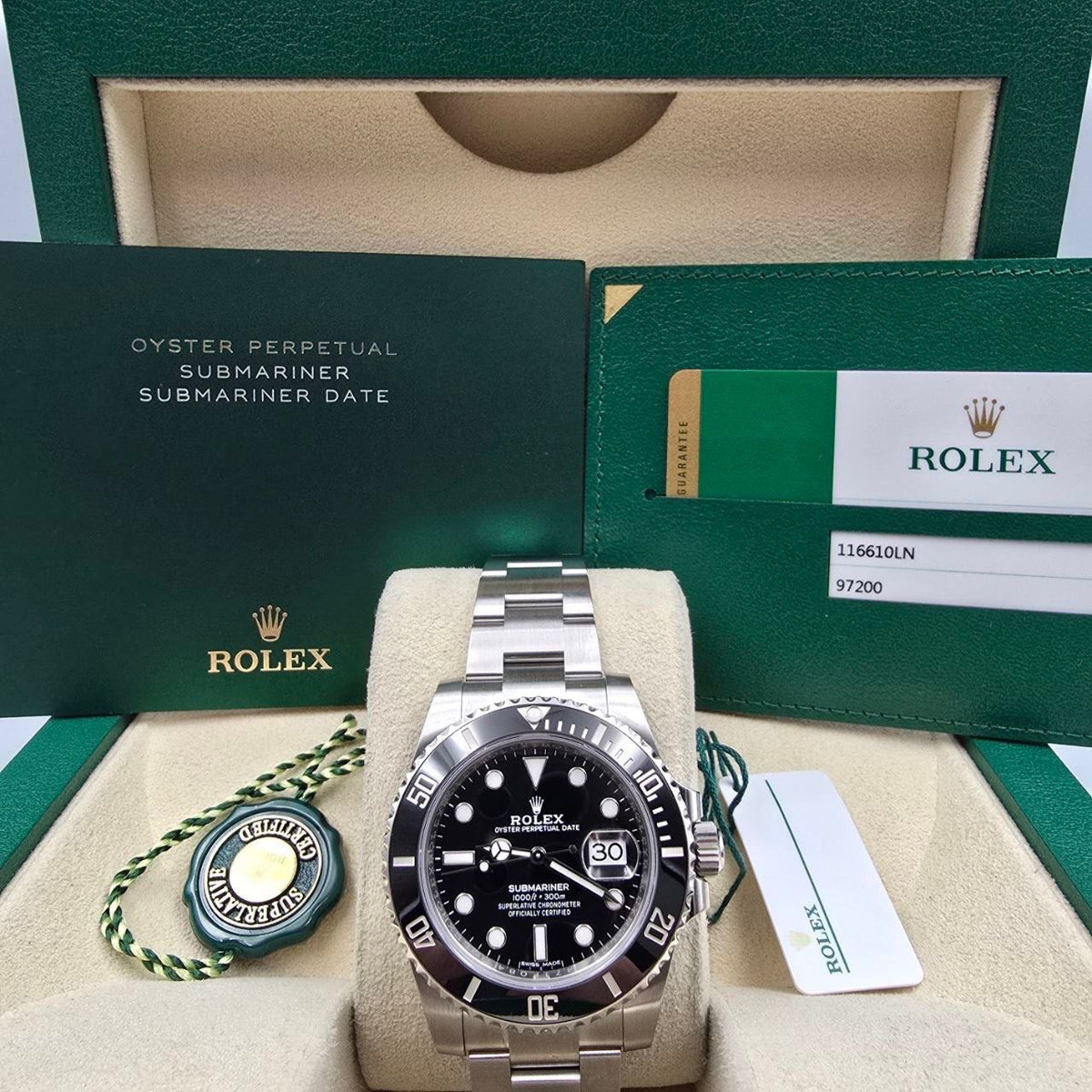 2020 FULL SET Rolex Submariner Date Black Dial Ceramic Steel Oyster 40mm 116610LN