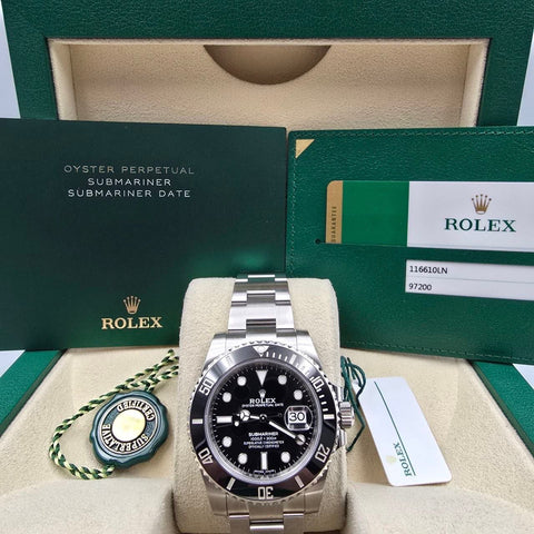 2020 FULL SET Rolex Submariner Date Black Dial Ceramic Steel Oyster 40mm 116610LN