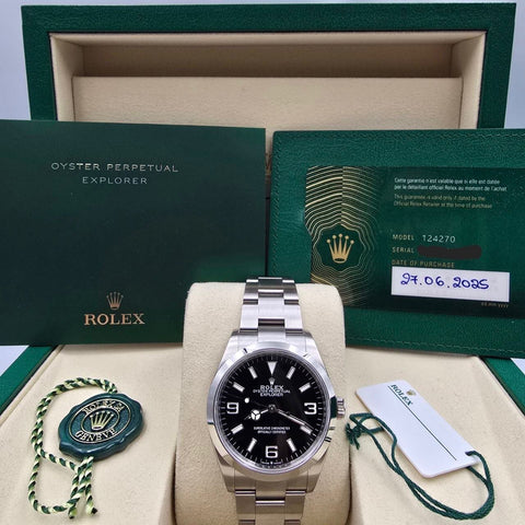 2025 FULL SET Rolex Explorer Black Dial Stainless Steel 36mm 124270