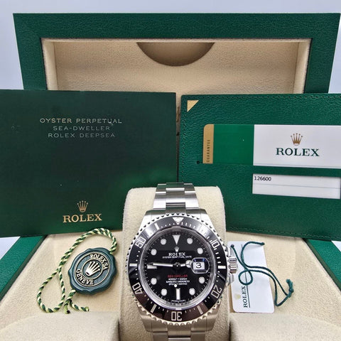 2019 FULL SET Rolex Sea-Dweller Black Dial Red Letters Stainless Steel 43mm 126600