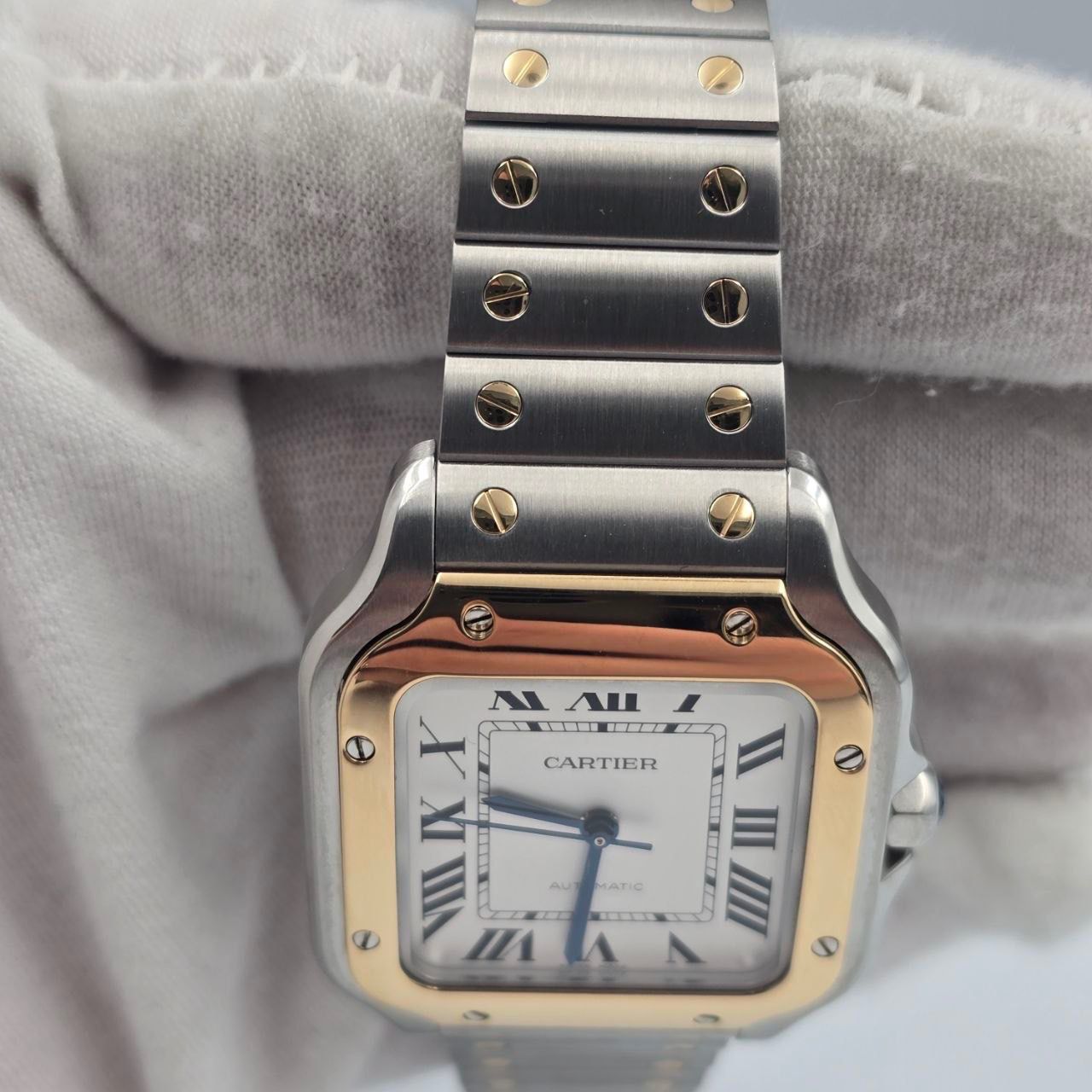 2023 FULL SET Cartier Santos De Cartier Two Tone White Dial Medium 35mm W2SA0016