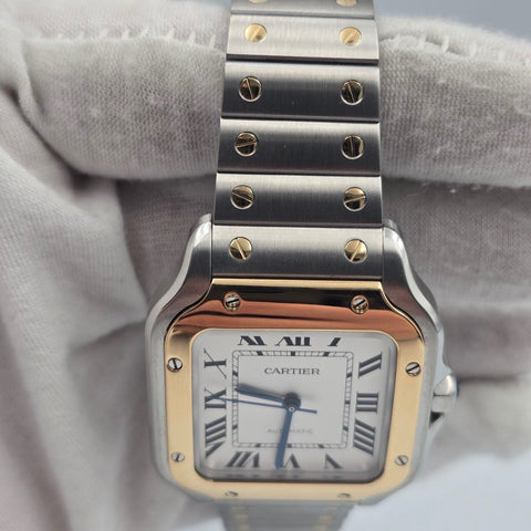 2023 FULL SET Cartier Santos De Cartier Two Tone White Dial Medium 35mm W2SA0016