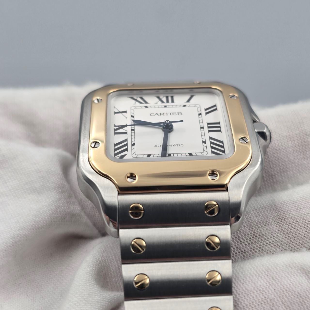 2023 FULL SET Cartier Santos De Cartier Two Tone White Dial Medium 35mm W2SA0016