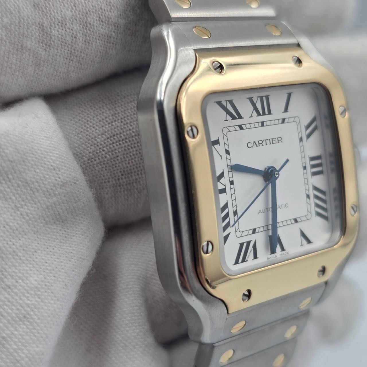 2023 FULL SET Cartier Santos De Cartier Two Tone White Dial Medium 35mm W2SA0016