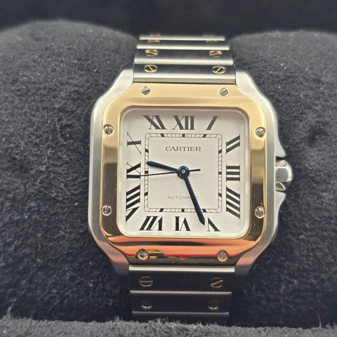 2023 FULL SET Cartier Santos De Cartier Two Tone White Dial Medium 35mm W2SA0016