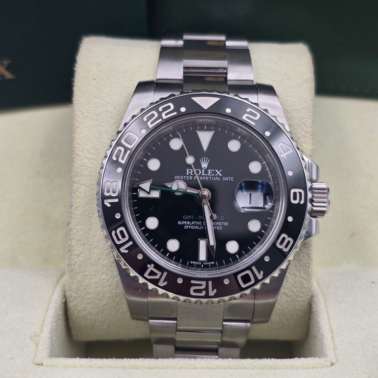 2013 FULL SET Rolex GMT-Master II Green Arrow Steel Ceramic 40mm 116710LN