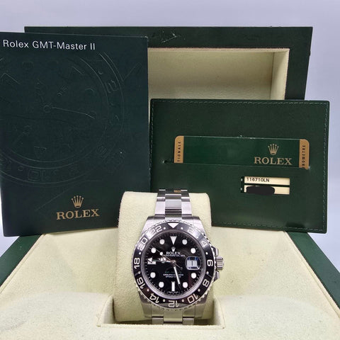 2013 FULL SET Rolex GMT-Master II Green Arrow Steel Ceramic 40mm 116710LN