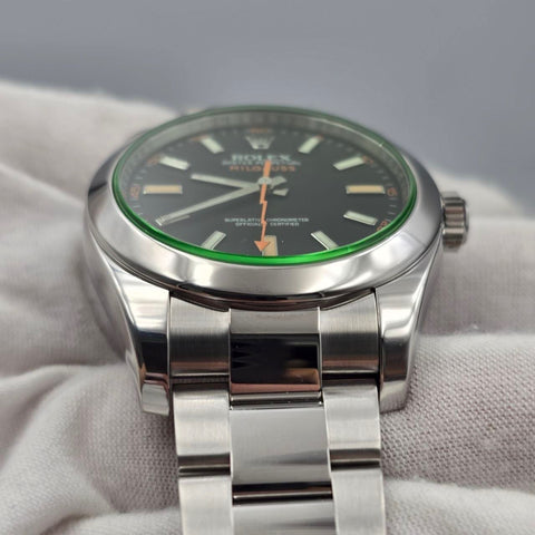 Rolex Milgauss 2014 FULL SET Milgauss 116400GV 40mm Steel Black Dial Green Crystal