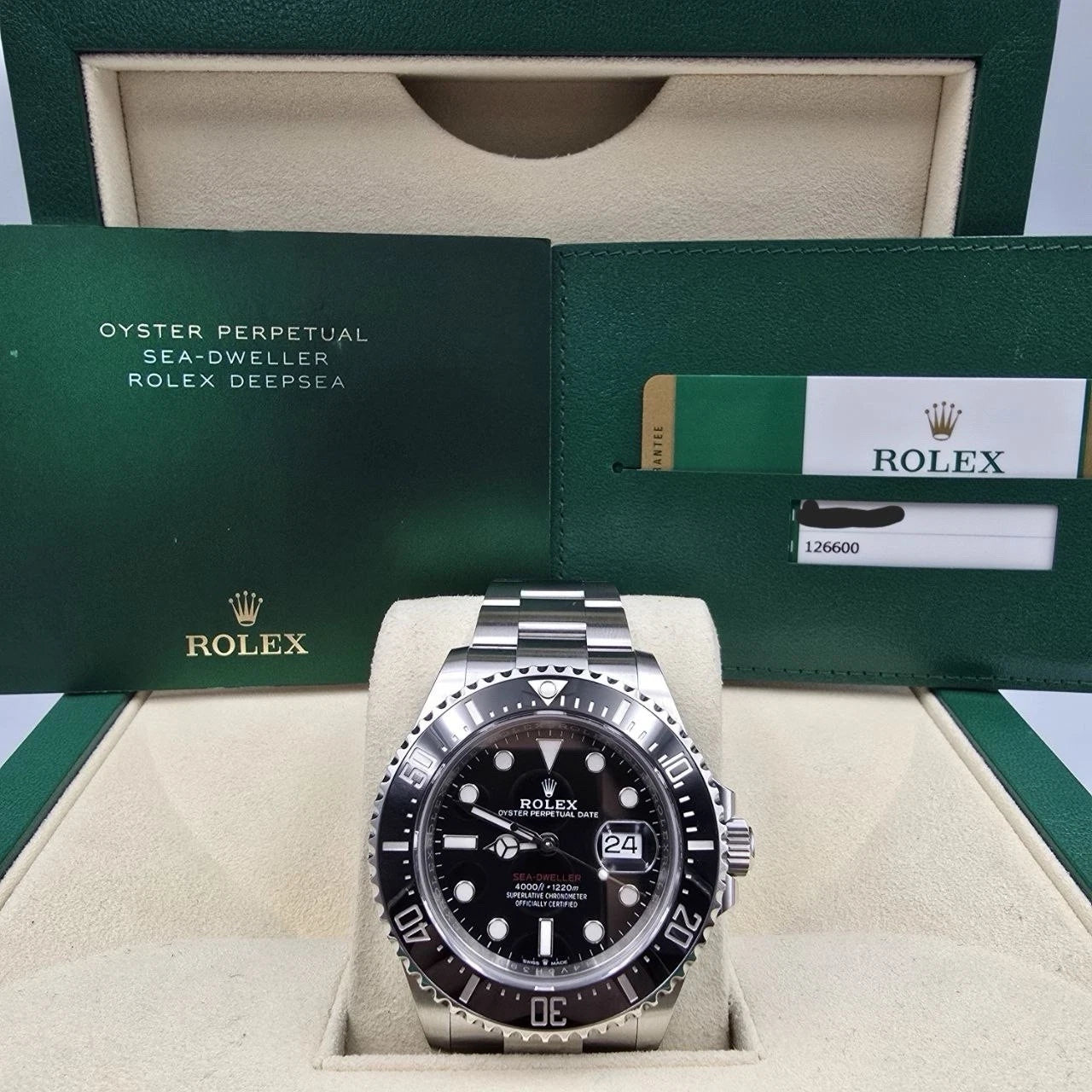 2019 PAPERS Rolex Sea-Dweller Black Red Letters Stainless Steel 43mm 126600 BOX