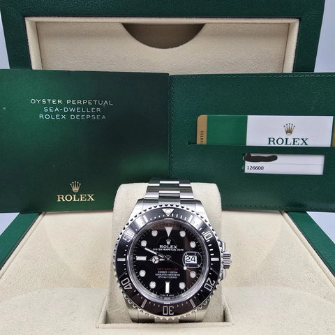 2019 PAPERS Rolex Sea-Dweller Black Red Letters Stainless Steel 43mm 126600 BOX
