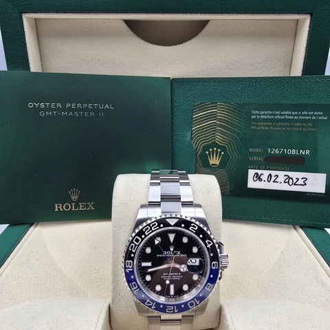 2023 PAPERS Rolex GMT Master II "Batman" Steel Oyster Bracelet 126710BLNR BOX