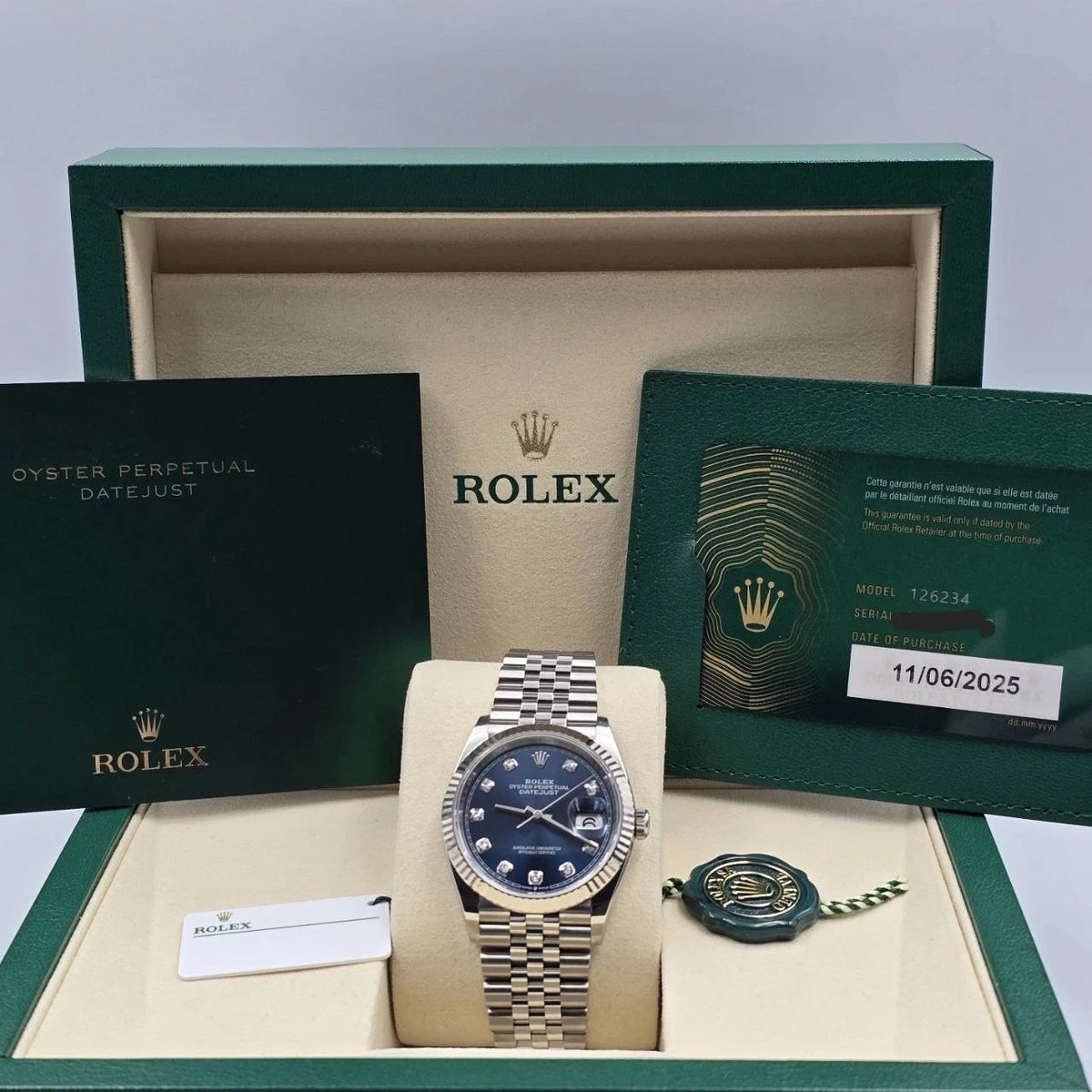 NEW 2025 Rolex Datejust 126234 Jubilee Blue Diamond Dial Watch 36mm Watch UNWORN