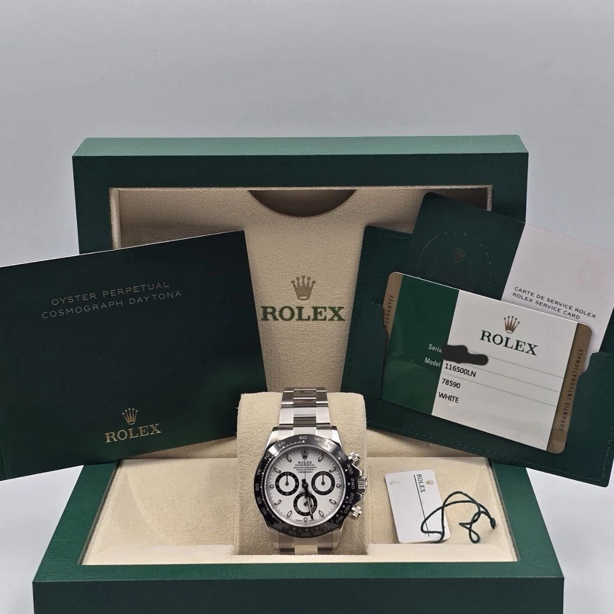 MINT 2024 RSC Rolex Daytona 116500LN White Panda Ceramic 40mm Steel Watch B+P