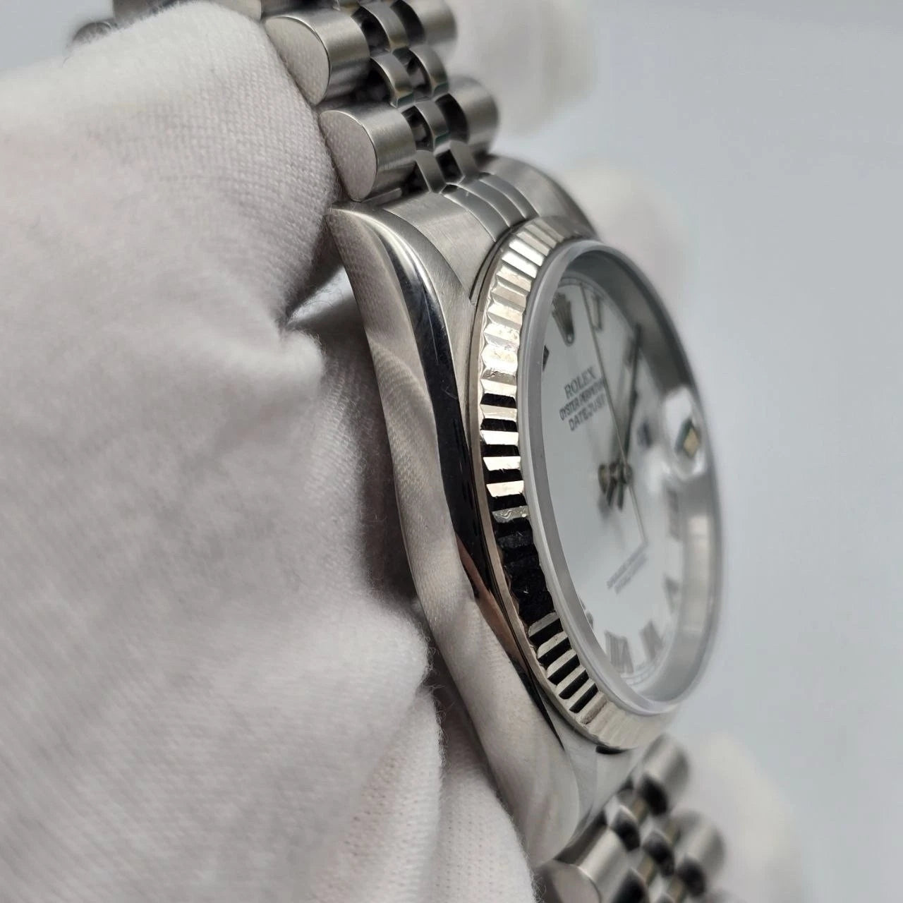 Rolex Datejust White Roman Dial Stainless Steel Jubilee 16234 36mm Watch
