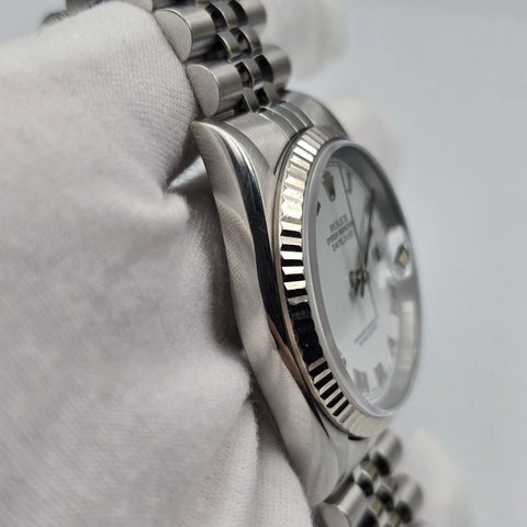 Rolex Datejust White Roman Dial Stainless Steel Jubilee 16234 36mm Watch