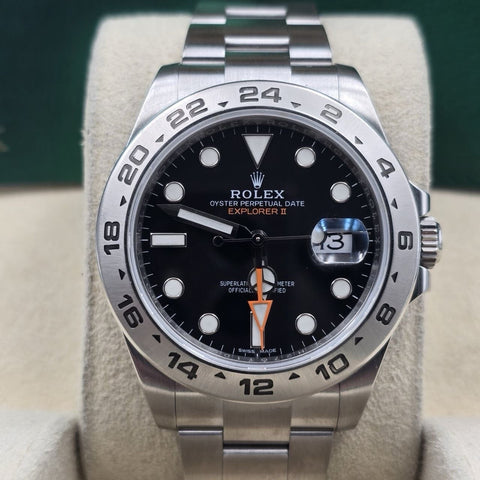 PAPERS 2019 Rolex Explorer II Black Orange Steel 42mm Watch 216570 BOX