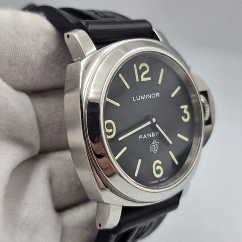 Panerai Luminor Base Logo Stainless Steel Black Rubber Strap 44mm Watch PAM01000